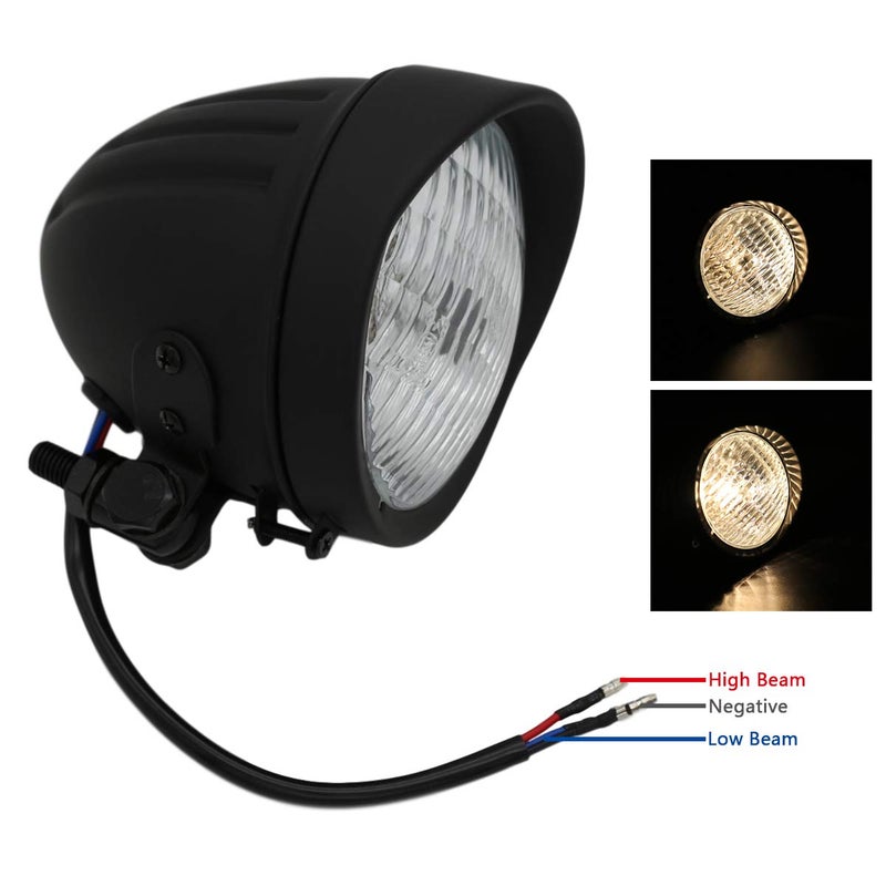 FATECIM 4.5" Motorcycle Headlight Aluminum Visor Bullet Black Head Light Lamp for Harley Sportster XL Dyna Softail Bobber - Image 3